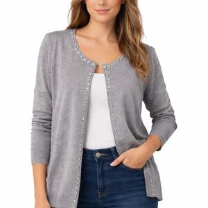 Gray Women's Sweater with Embellishments
